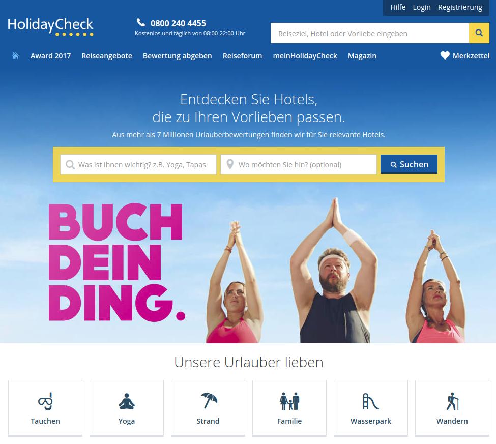 HolidayCheck Vorlieben-Suche Familienurlaub