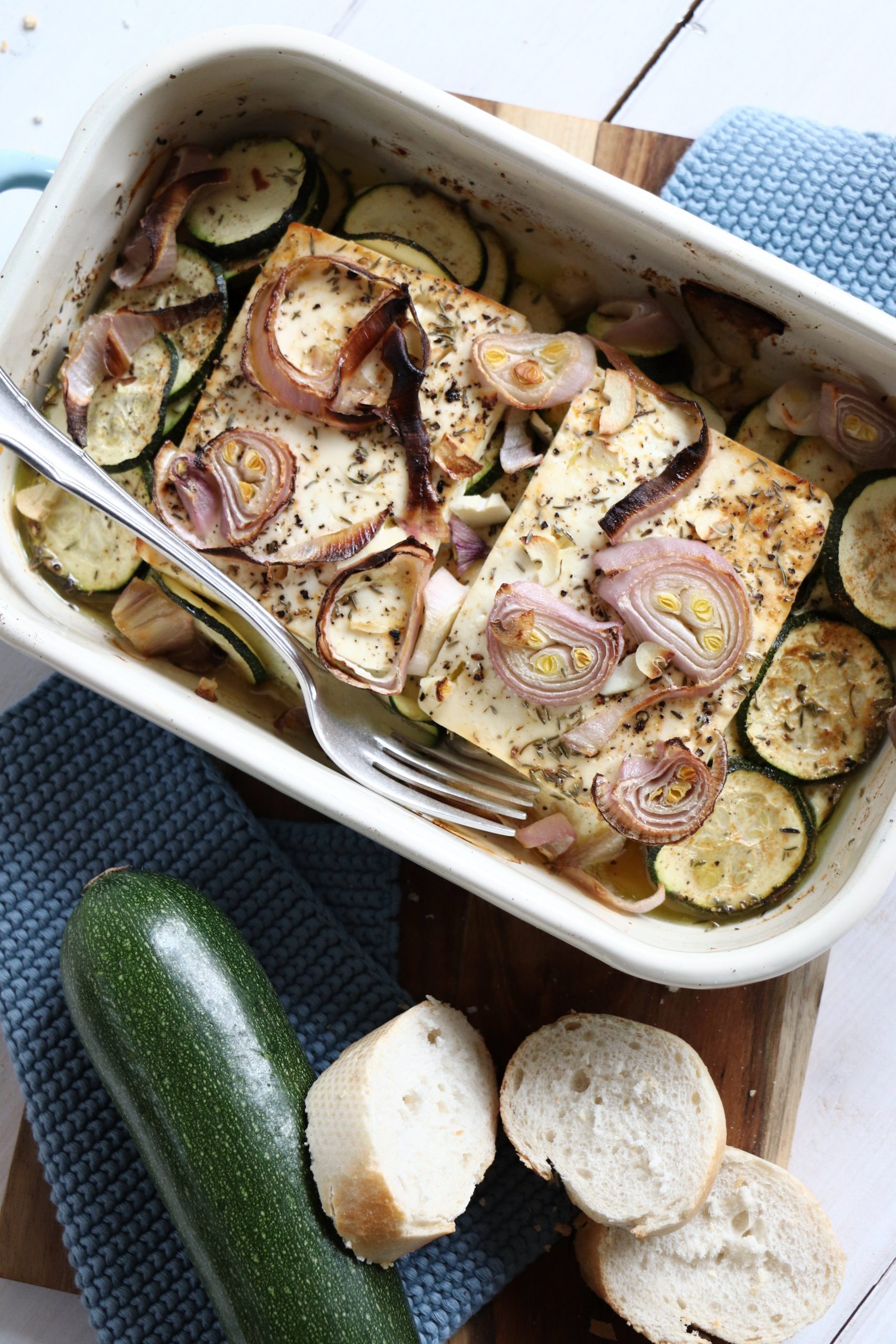 Gebackener Schafskäse mit Zucchini