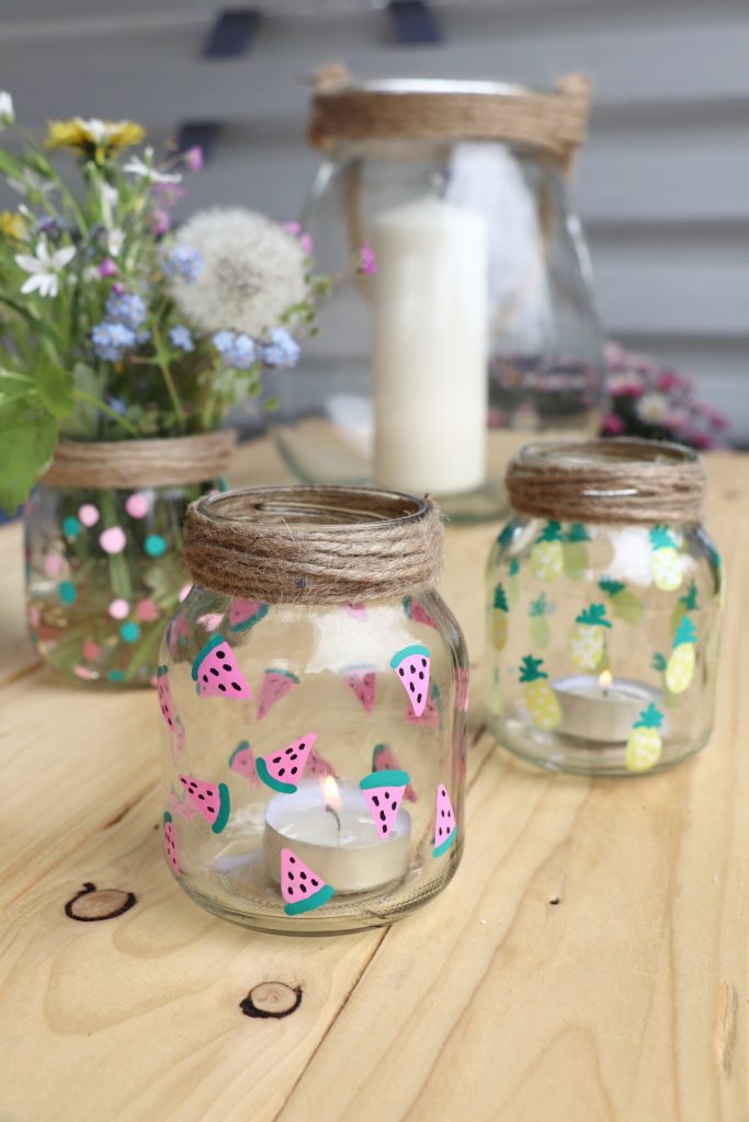 Glas Upcycling Windlichter