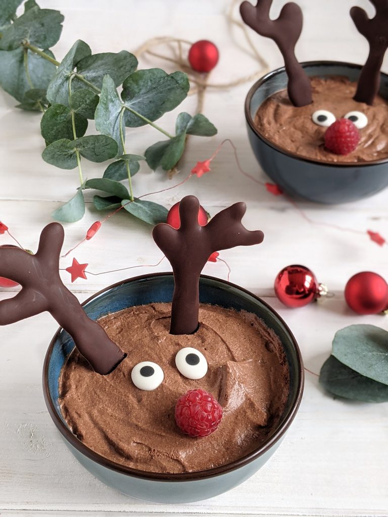 Weihnachtsdessert Rentier-Mousse-au-Chocolat