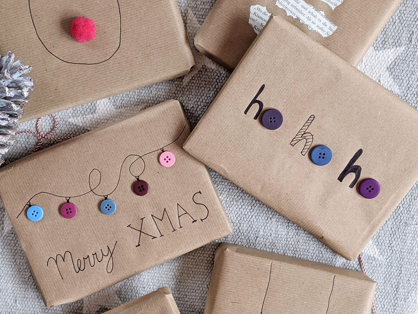 Weihnachtsgeschenke verpacken Ideen Packpapier