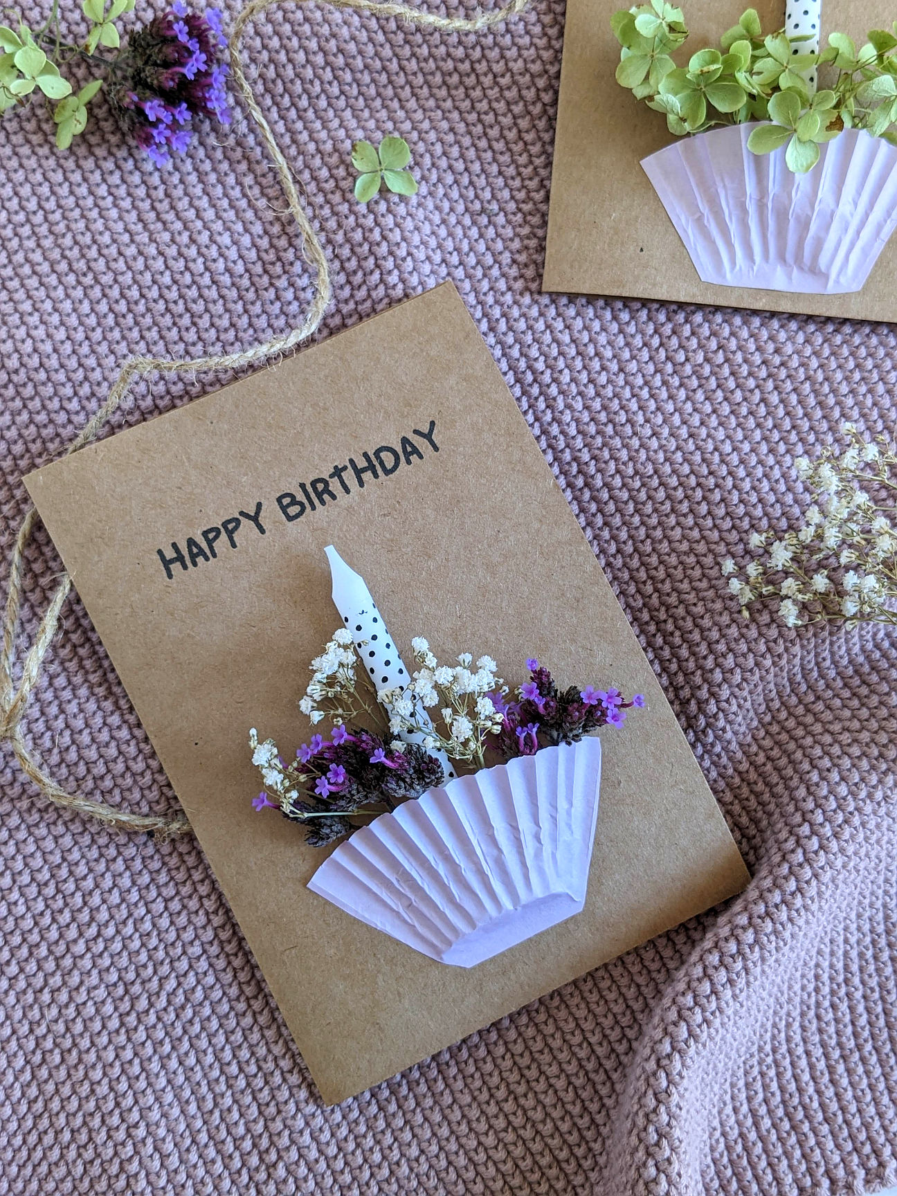 Geburtstagskarte Trockenblumen