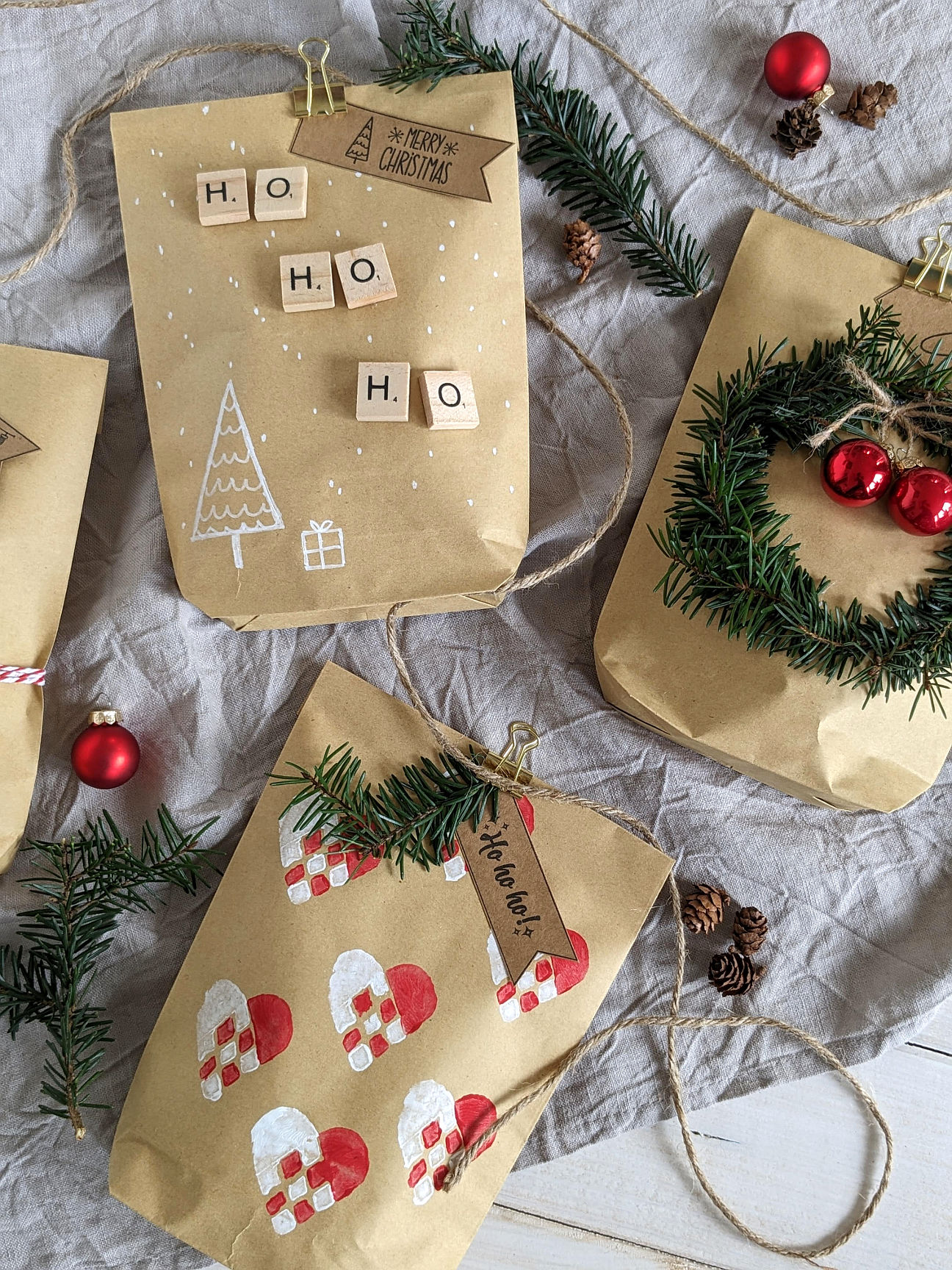 Weihnachtsgeschenke verpacken Geschenktüte