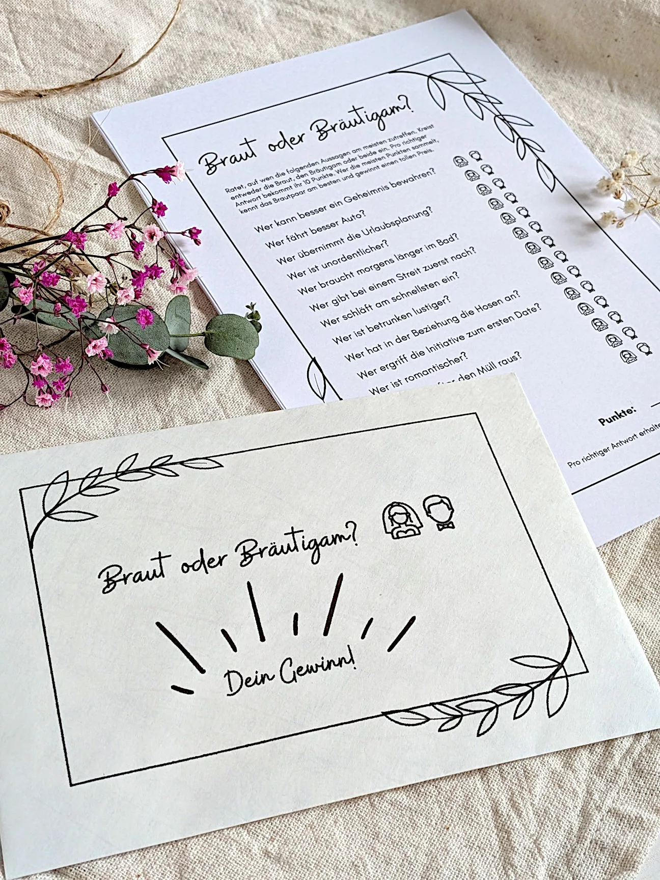 Braut oder Bräutigam Spiel Hochzeit