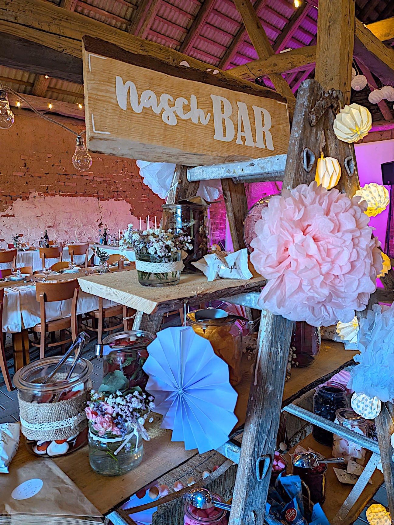 Candybar dekorieren Hochzeit
