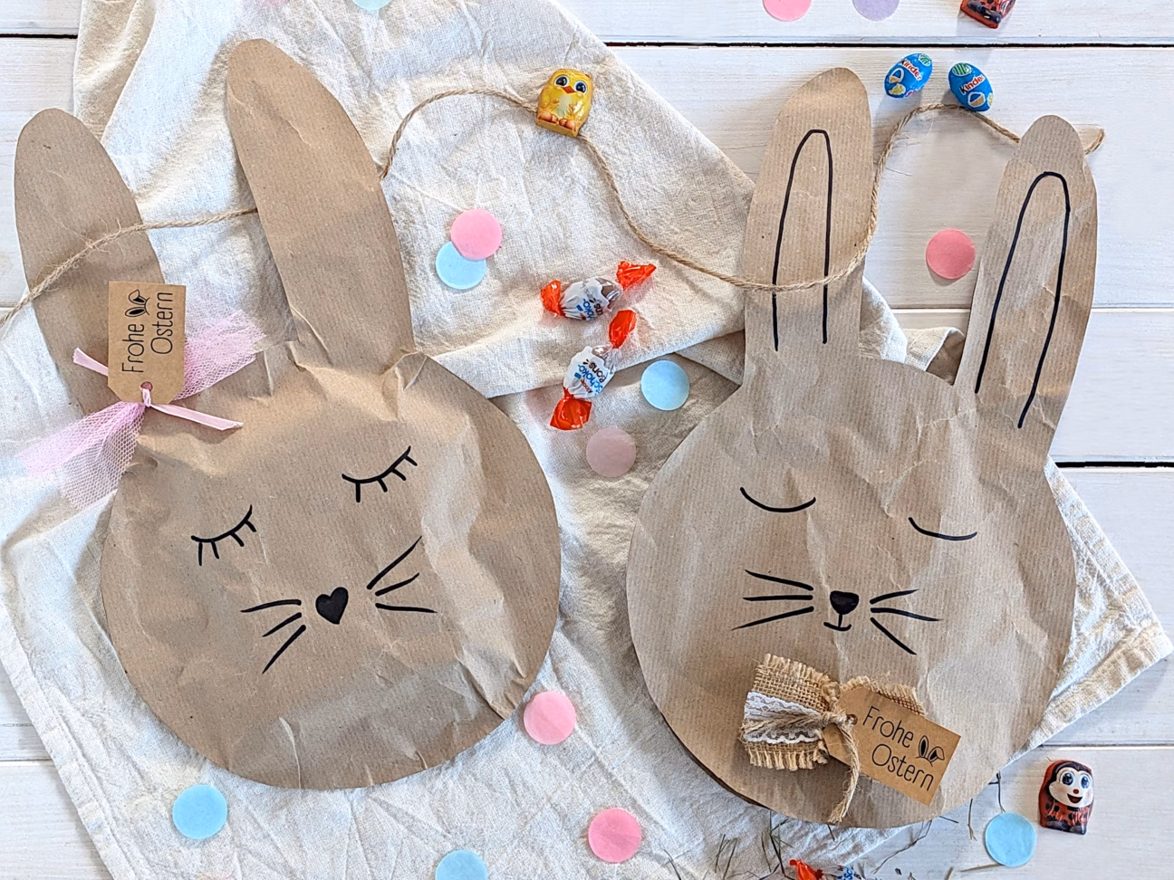 Ostergeschenke kreativ verpacken Ideen Packpapier