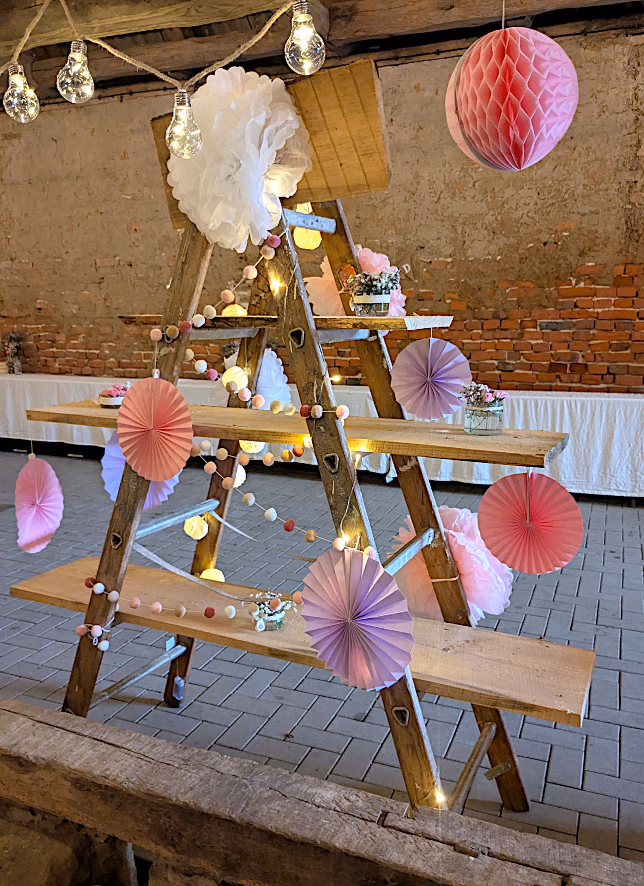 alte Leiter Candybar Hochzeit