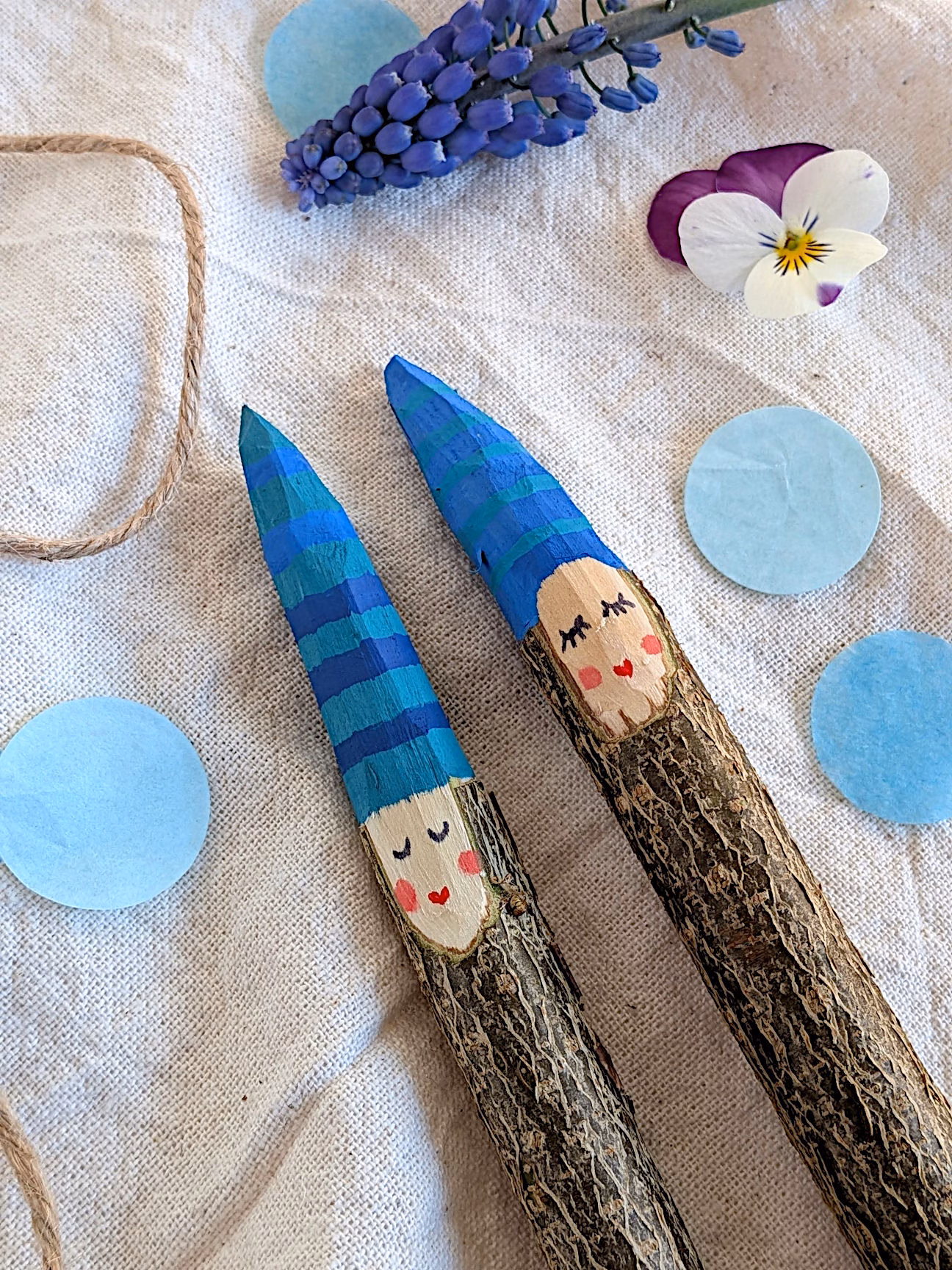 Stockwichtel schnitzen Gartenstecker Deko